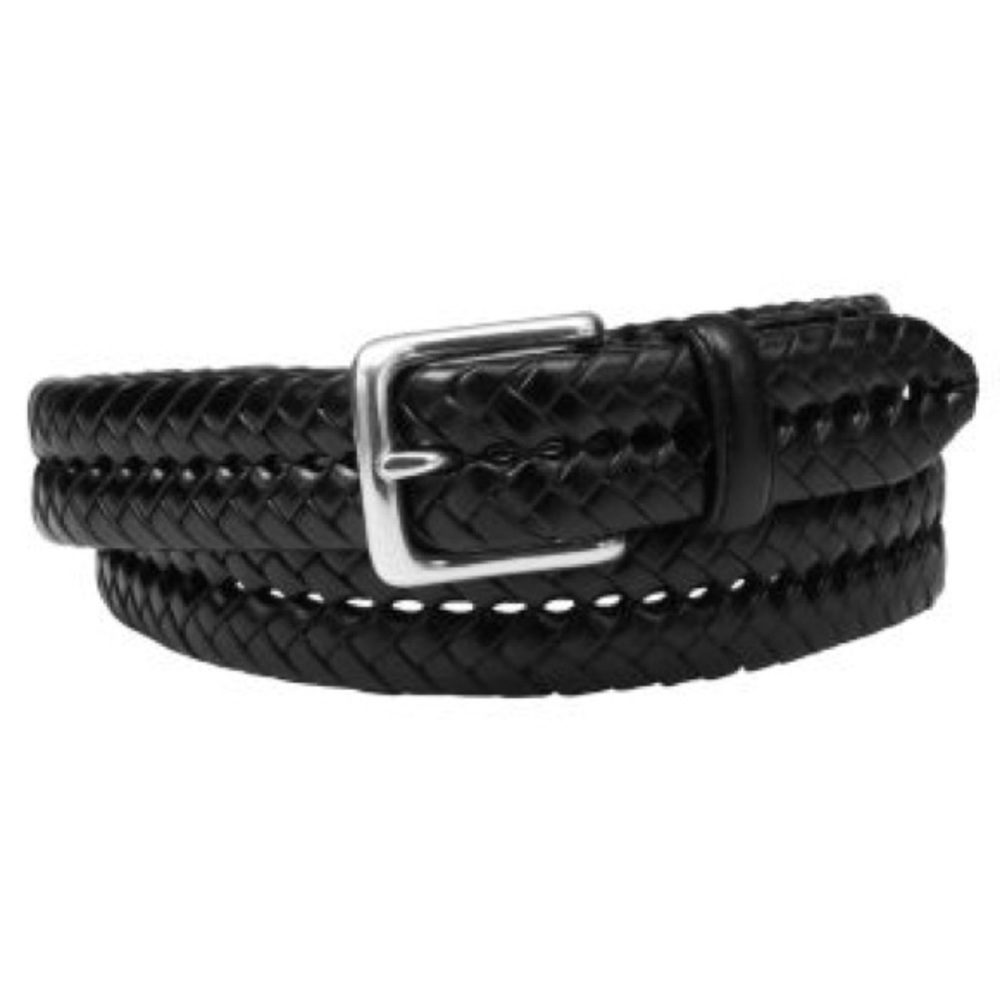 Fossil Black Braided 1β Leather Maddox Belt